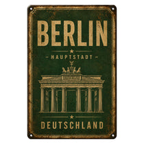 Blechschild 20x30cm – Berlin Hauptstadt Deutschland Brandenburger Tor Schild – Produktansicht 1