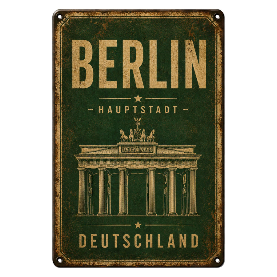 Blechschild 20x30cm – Berlin Hauptstadt Deutschland Brandenburger Tor Schild – Produktansicht 1