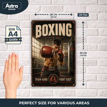 Blechschild 20x30cm – Boxing Train Hard Fight Easy Fitness Schild – Produktansicht 2