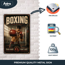Blechschild 20x30cm – Boxing Train Hard Fight Easy Fitness Schild – Produktansicht 3