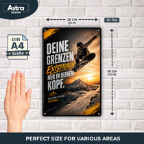 Blechschild 20x30cm – Deine Grenzen Existieren Nur In Deinem Kopf Snowboard Motivation – Produktansicht 2