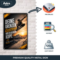 Blechschild 20x30cm – Deine Grenzen Existieren Nur In Deinem Kopf Snowboard Motivation – Produktansicht 3