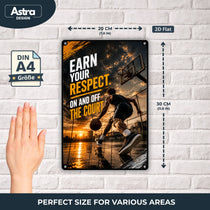 Blechschild 20x30cm – Earn Your Respect Basketball Motivation Streetball Sport – Produktansicht 2