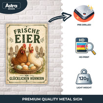 Blechschild 20x30cm – Frische Eier von glücklichen Hühnern Bauernhof Landhaus Deko – Produktansicht 3