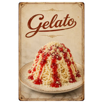 Blechschild 20x30cm – Gelato Spaghetti Eis Italienisches Eis Dessert Eisdiele Vintage – Produktansicht 1