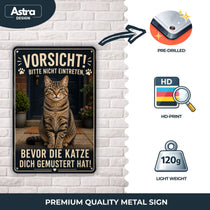 Blechschild 20x30cm – Katze Vorsicht Dekoschild – Produktansicht 3