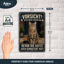 Blechschild 20x30cm – Katze Vorsicht Dekoschild – Produktansicht 2