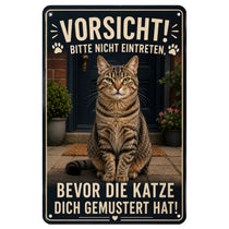 Blechschild 20x30cm – Katze Vorsicht Dekoschild – Produktansicht 1