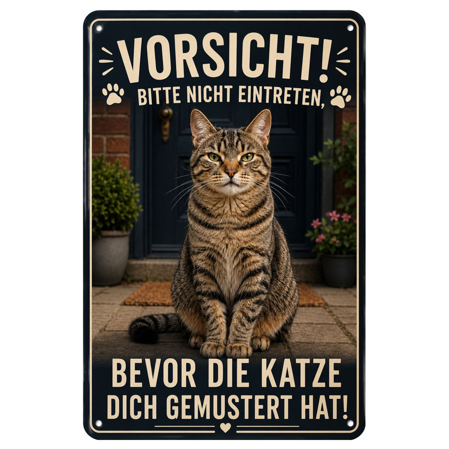 Blechschild 20x30cm – Katze Vorsicht Dekoschild – Produktansicht 1