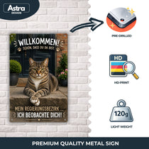 Blechschild 20x30cm – Katze Willkommen Türschild – Produktansicht 3