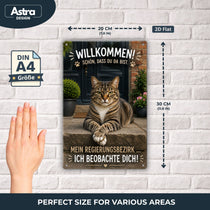 Blechschild 20x30cm – Katze Willkommen Türschild – Produktansicht 2