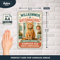 Blechschild 20x30cm – Katze Katzenhaushalt Dekoschild – Produktansicht 2