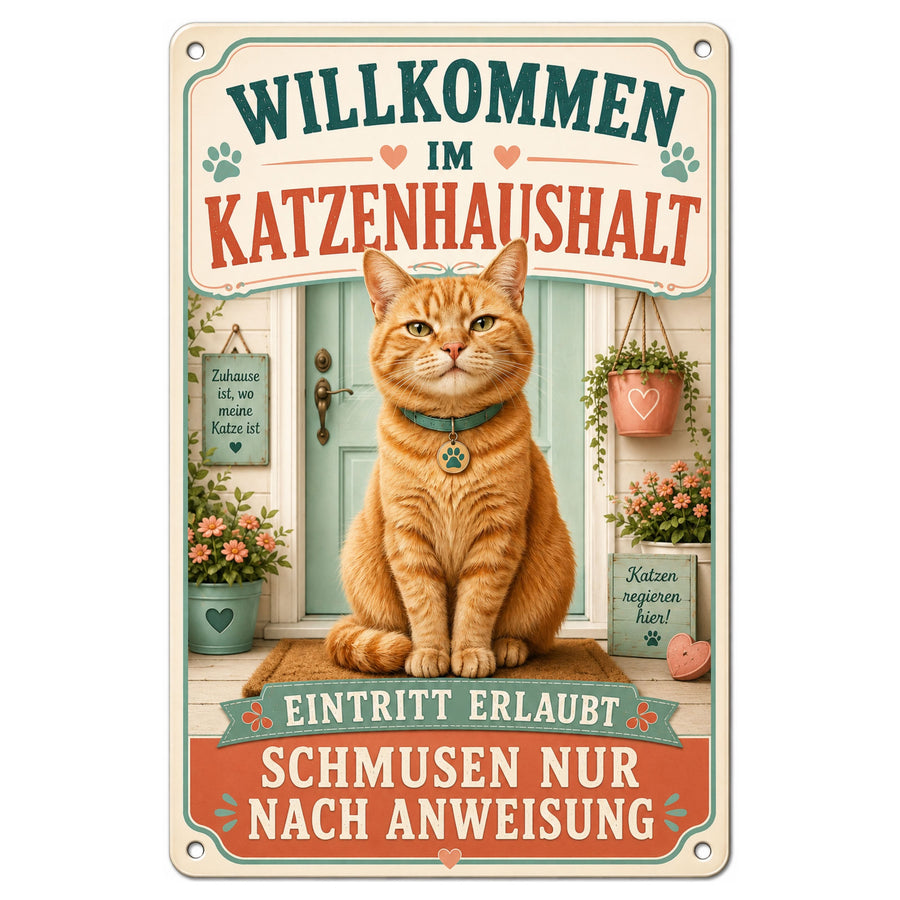 Blechschild 20x30cm – Katze Katzenhaushalt Dekoschild – Produktansicht 1