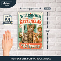 Blechschild 20x30cm – Katzenclan Willkommen Dekoschild – Produktansicht 2