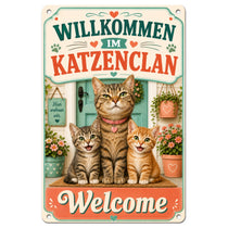 Blechschild 20x30cm – Katzenclan Willkommen Dekoschild – Produktansicht 1