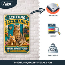 Blechschild 20x30cm – Katzenfamilie Achtung Dekoschild – Produktansicht 3
