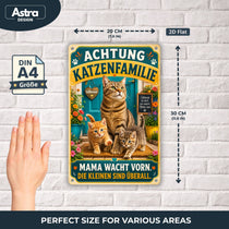 Blechschild 20x30cm – Katzenfamilie Achtung Dekoschild – Produktansicht 2