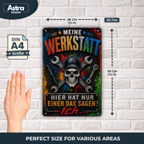 Blechschild 20x30cm – Meine Werkstatt Hier Hat Nur Einer Das Sagen Schrauber Garage – Produktansicht 2