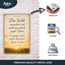 Blechschild 20x30cm – Die Welt verändert sich nicht nur durch große Taten – Produktansicht 3