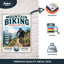 Blechschild 20x30cm – Mountain Biking Ride More Worry Less Schild – Produktansicht 3