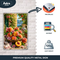 Blechschild 20x30cm – Pfirsiche Mediterrane Sommer Deko Italien Obstgarten Landhausstil – Produktansicht 3