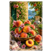 Blechschild 20x30cm – Pfirsiche Mediterrane Sommer Deko Italien Obstgarten Landhausstil – Produktansicht 1