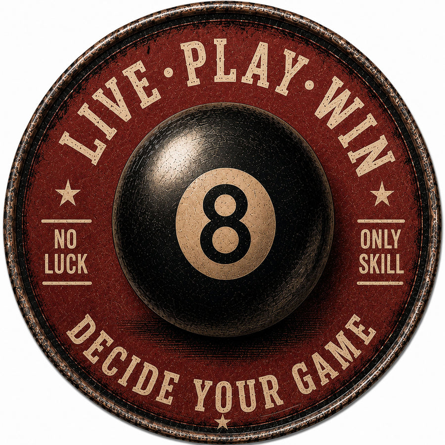Blechschild Rund 30cm – Billard 8 Ball Pool Deko Spielzimmer Retro Schild – Produktansicht 1