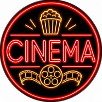 Blechschild Rund 30cm – Cinema Neon Design Heimkino Film Deko – Produktansicht 1