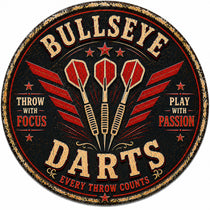 Blechschild Rund 30cm – Darts Club Retro Dartscheibe Steeldart Bar Deko – Produktansicht 1