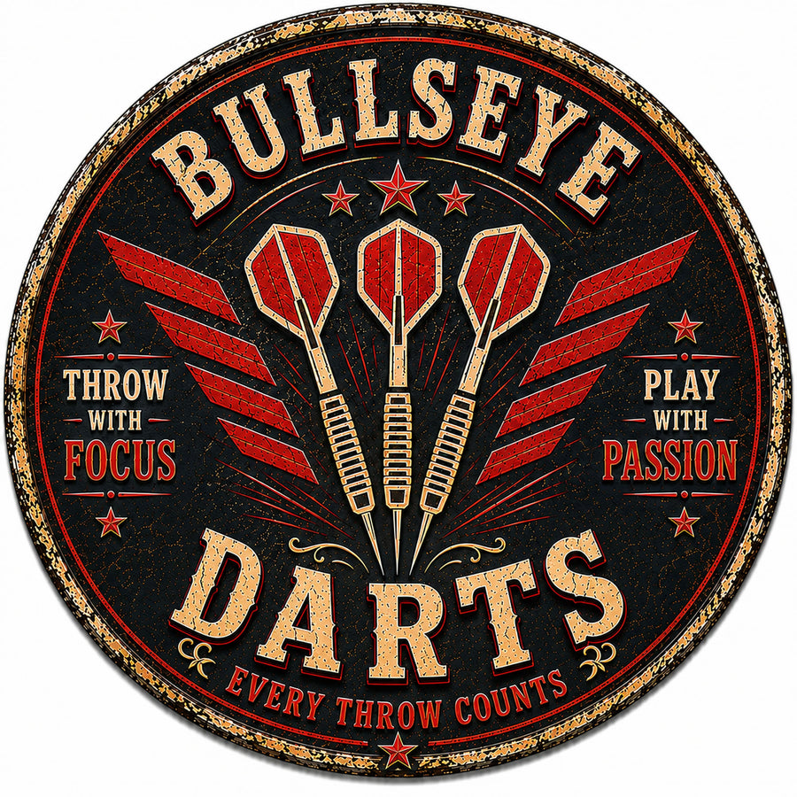 Blechschild Rund 30cm – Darts Club Retro Dartscheibe Steeldart Bar Deko – Produktansicht 1