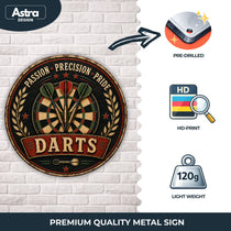 Blechschild Rund 30cm – Dartscheibe Darts Retro Sport Deko für Dartfans – Produktansicht 3