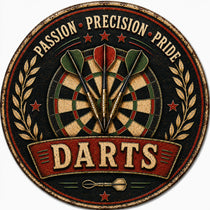 Blechschild Rund 30cm – Dartscheibe Darts Retro Sport Deko für Dartfans – Produktansicht 1