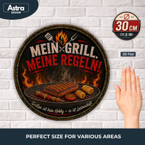 Blechschild Rund 30cm – Mein Grill Meine Regeln BBQ Grillmeister Deko – Produktansicht 3