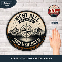 Blechschild Rund 30cm – Nicht alle die wandern sind verloren Kompass Deko – Produktansicht 2