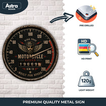Blechschild Rund 30cm – Motorcycle Speed Motorrad Tacho Biker Retro Deko – Produktansicht 3