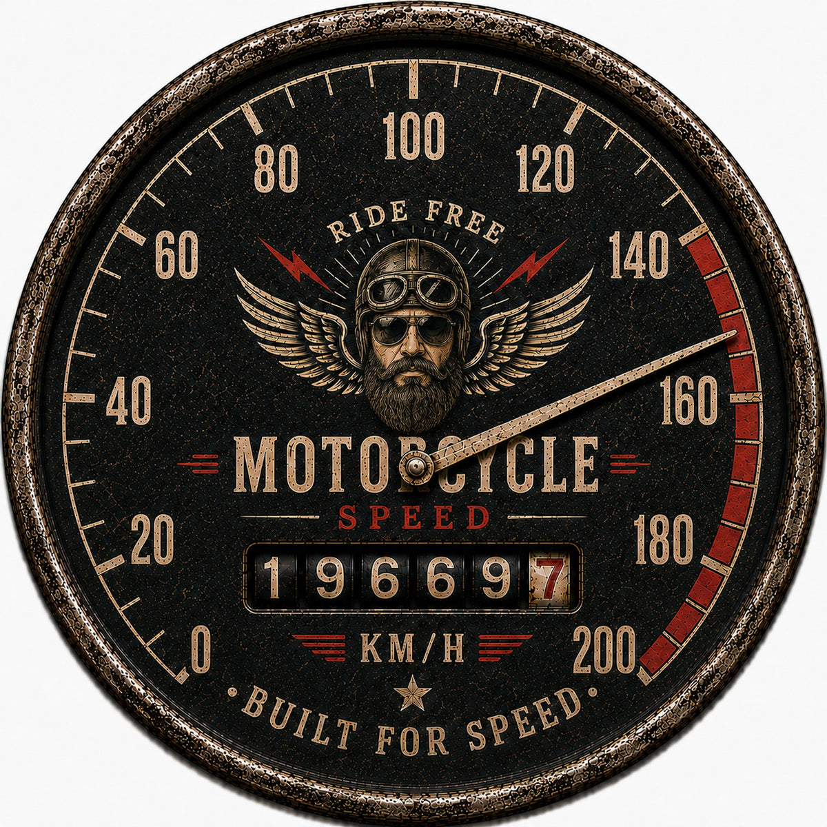 Blechschild Rund 30cm – Motorcycle Speed Motorrad Tacho Biker Retro Deko – Produktansicht 1