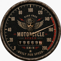Blechschild Rund 30cm – Motorcycle Speed Motorrad Tacho Biker Retro Deko – Produktansicht 1