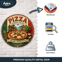 Blechschild Rund 30cm – Pizza Buon Appetito Italien Küche Retro Deko – Produktansicht 3