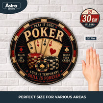 Blechschild Rund 30cm – Poker Spielkarten & Casino Chips Retro Wanddeko – Produktansicht 2