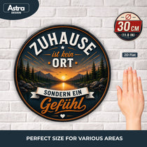 Blechschild Rund 30cm – Zuhause ist kein Ort sondern ein Gefühl Spruchschild – Produktansicht 2