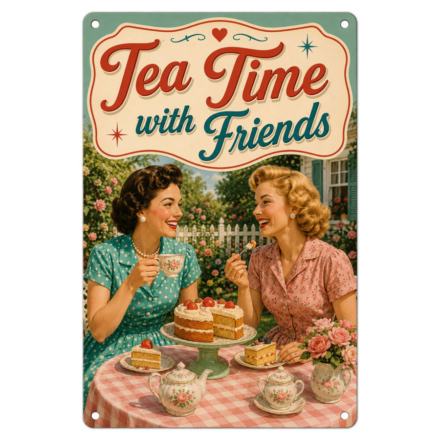 Blechschild 20x30cm – Tea Time with Friends Wanddeko – Produktansicht 1
