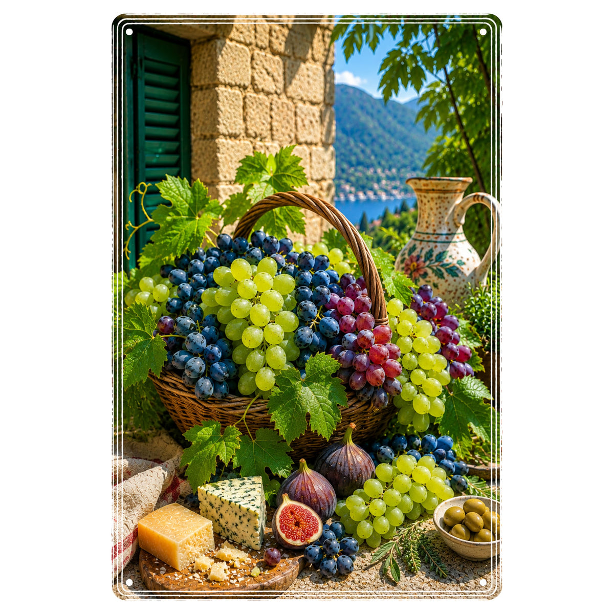 Blechschild 20x30cm – Mediterrane Trauben Weintrauben Italien Landhausstil – Produktansicht 1