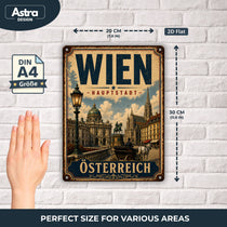 Blechschild 20x30cm – Wien Österreich Hauptstadt Vintage Städte Schild – Produktansicht 2