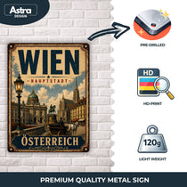 Blechschild 20x30cm – Wien Österreich Hauptstadt Vintage Städte Schild – Produktansicht 3