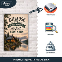 Blechschild 20x30cm – Zuhause ist da wo man einfach sein kann Schild – Produktansicht 3