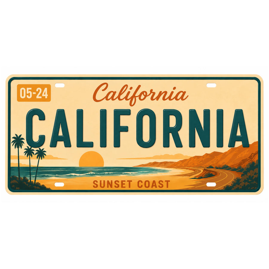 Blechschild 15x30cm – California The Golden State Retro USA Nummernschild – Produktansicht 1